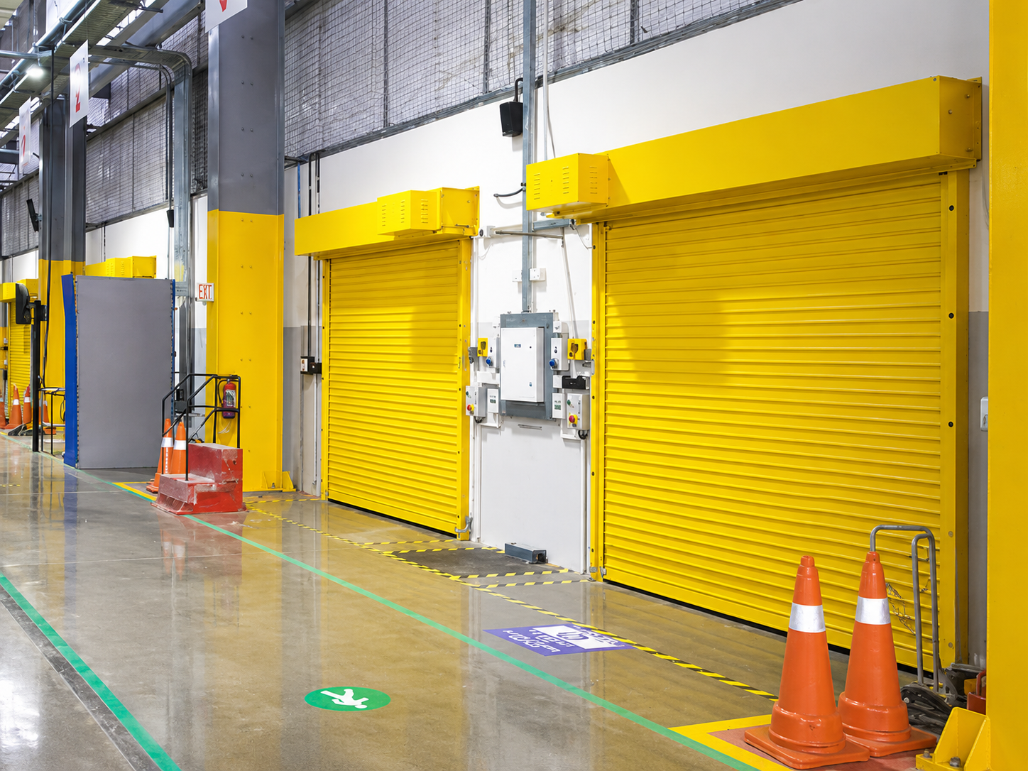 Galvalume rolling shutter guide rail, bottom rail, and locking mechanism detail
